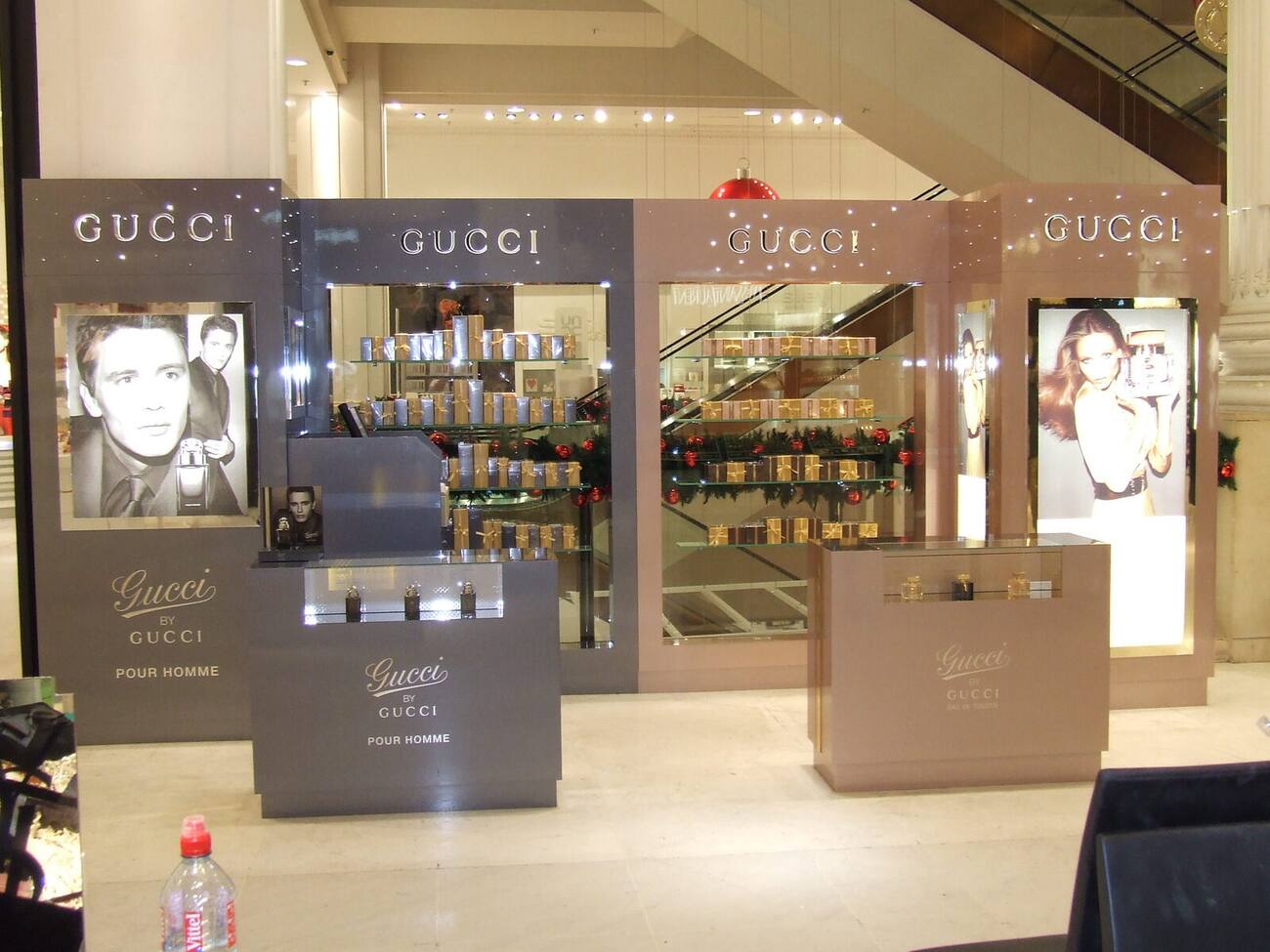 Gucci promotional site with display plinths in a department store