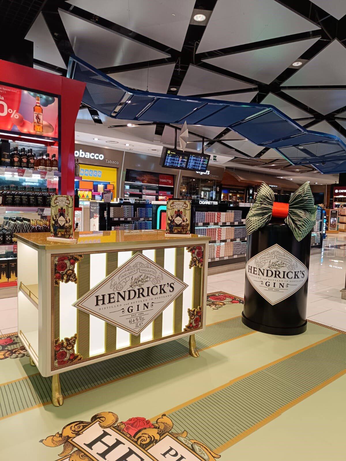 Hendrick's gin promotional counter in a retail space