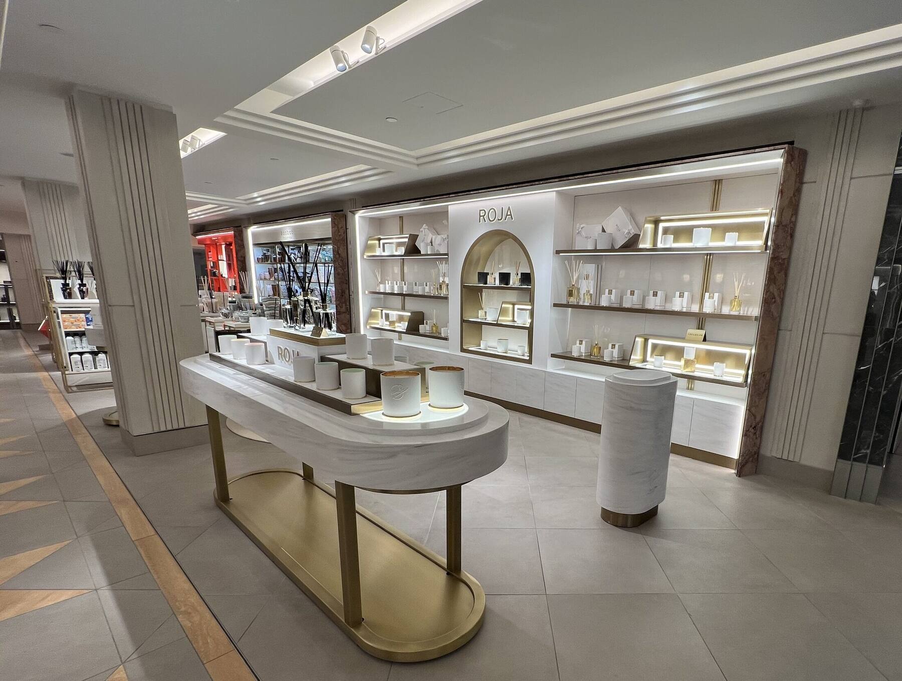 Roja Parfums luxury retail display area manufactured and installed by Procraft Design at Harrods